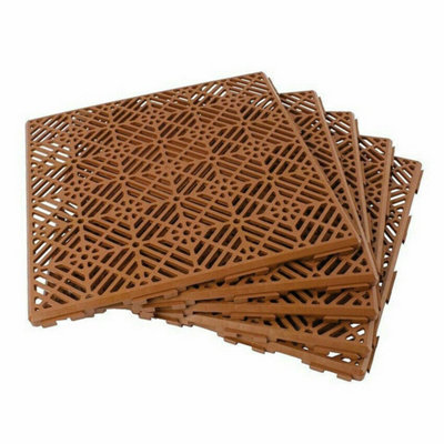 10Pcs Non-Slip Interlocking Plastic Deck Tiles For Patio Lawn Path from B&Q