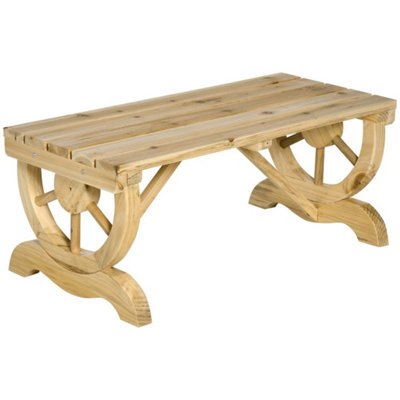 Natural 2-Seater Rustic Wooden Wheel Garden Bench Outsunny from B&Q