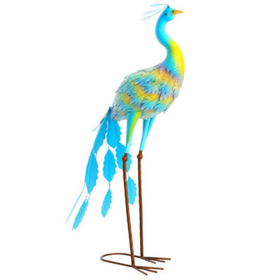 Multi Coloured Metal Peacock Garden Figurine Staked Lawn Ornament from B&Q
