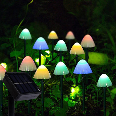  - 12Led Solar Mushroom Light Fairy String Lights Led Light Garden Decor Outdoor  Colourful (15.5 Ft)