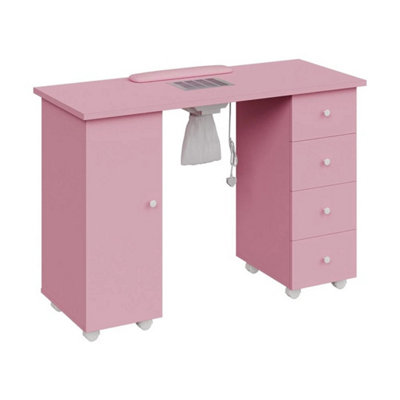 Manicure Table Pro Beauty Salon Table Work Station Nail Technician Desk Storage Pink from B&Q