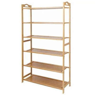 6 Tiers Bamboo Shoe Rack Footwear Organiser Wooden Storage Shelves Stand from B&Q