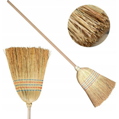Traditional Long Handle Corn Broom Sweeping Brush Yard Brush Straw Broom from B&Q