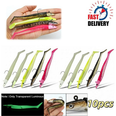 10Pcs Saltwater Sandeel Lures For Bass Wrasse Cod Pollock Sea Fishing Tackle from B&Q