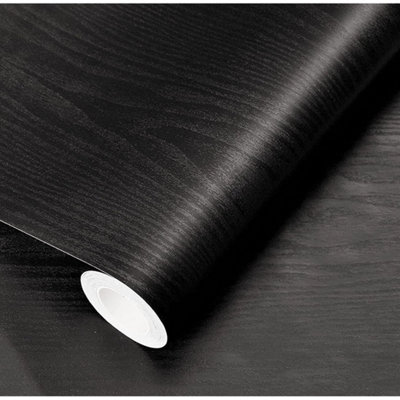 Black 60X500Cmwood Effect Vinyl Wrap Self Adhesive Film Stickers Worktop Covering