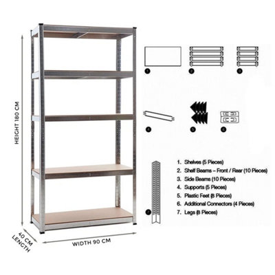  - 5 Tier Racking Heavy Duty Garage Shelving Storage Shelves