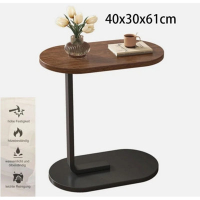  - Black Walnut C-Shaped Compact Sofa Side End Table Coffee Laptop Table