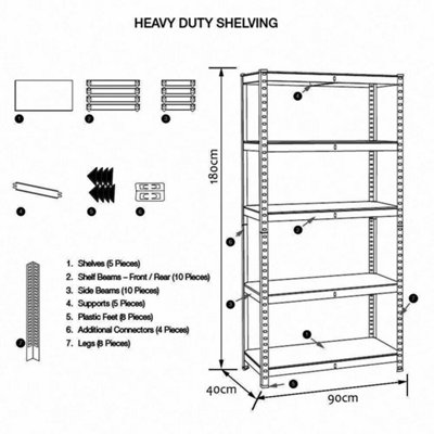  - 5-Tier Racking Shelf Heavy Duty Garage Shelving Storage Shelves Unit