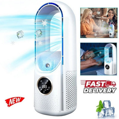 Portable Evaporative Air Cooler Silent Bladeless Fan 6 Speed Ac Timer from B&Q
