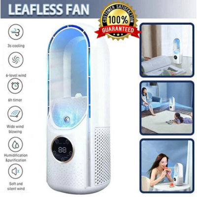 Portable Air Cooler Leafless Electric Fan 6 Speed Silent Timer Air Conditioner from B&Q