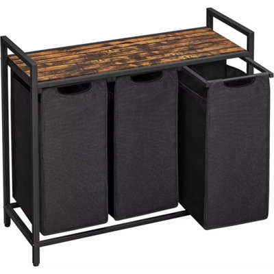 3 Bag Pull Out Laundry Sorter Hamper Removable Clothes Basket from B&Q
