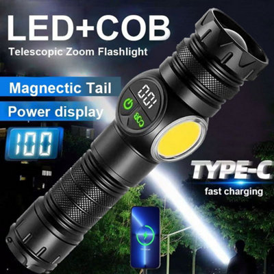 1200000 Lumen Led Torch Cob Flashlight Usb Rechargeable Work Light New from B&Q