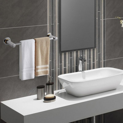 Wall Mounted Towel Rail 37Cm Single Bar Bathroom Kitchen from B&Q