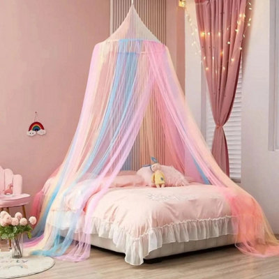  - Netting Canopy Dome Mosquito Net Rainbow Color Bed Tent Bed Canopy Decor Summer