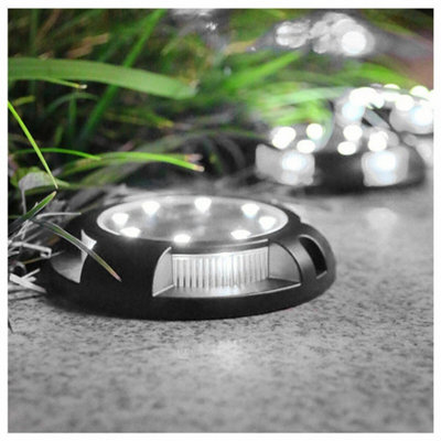 Warm White 12Led Solar Power Ground Light Floor Decking Patio Outdoor Garden Lawn Path Lamp from B&Q