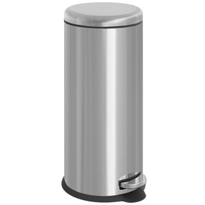 Foot Pedal Bin Stainless Steel Metal Waste Rubbish Lid Kitchen Garbage 30L from B&Q