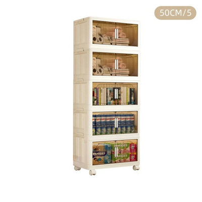 58X20Inch-5 Tier Layers Plastic Storage Tower Unit Bedroom Organizer Cabinet Box On Wheels