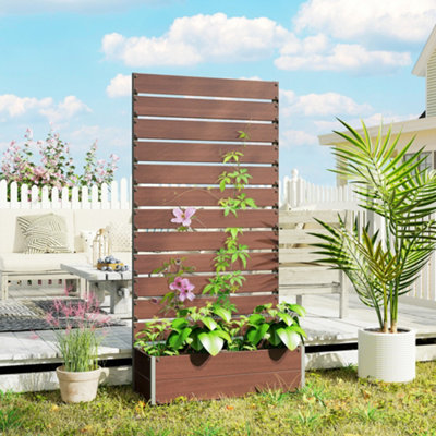  - Garden Planter With Trellis For Climbing PlantsVinesFlowers Brown