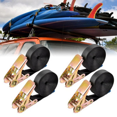 4X Zinc Ratchet Straps 6Mx25mm Tie Down Heavy Duty Cargo Car Rack Lashing Straps from B&Q