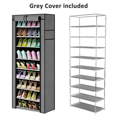 Shoe Rack Storage Organiser Cabinet Holds 27 Pairs Stand Grey from B&Q