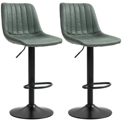 Bar Stools Set Of 2 Adjustable Swivel With Backrest Green from B&Q