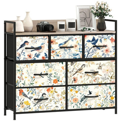 7-Drawer Chest Of Drawers Fabric Dresser White from B&Q