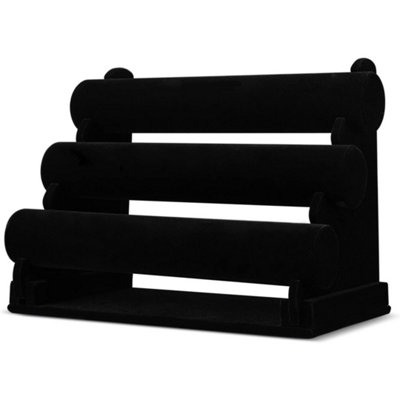 3 Tier Velvet Jewellery Display Stand Bracelet Watch Holder Black from B&Q
