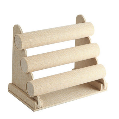 3 Tier Jewellery Display Bracelet Watch Holder Beige Linen from B&Q