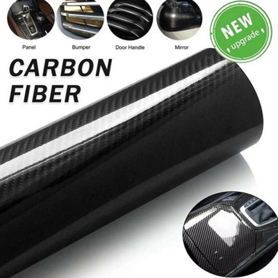 Black High Gloss 5D Carbon Fibre Vinyl Car Wrap Film Sticker Air Bubble Free from B&Q