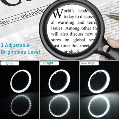  - Handheld 5X/10X Magnifier Reading Magnifying Glass Jewelry Loupe With Light Usb