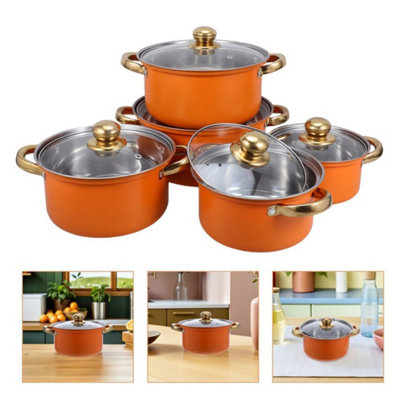  - Set Of 10Pcs Stainless Steel Non Stick Saucepans Cookware Cooking Pots Pan & Lid