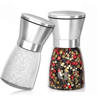  - 2Pcs-Pepper And Salt Grinder Set Mill Adjustable Stainless Steel Shaker Coarse