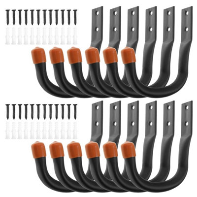  - 12X Heavy Duty Storage Hooks Wall Mounted Ladder Garage Bikes Tools Garden Shed