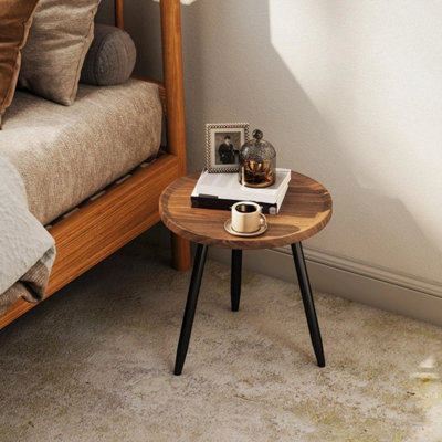  - Modern End Side TableRound Coffee TableChestnut Wood Effect