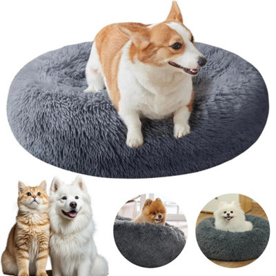  - Washable Dog Bed Donut Soft Round Plush Cat Beds For Calming Pet Anti Anxiety