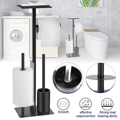Free Standing Chrome Toilet Paper Loo Roll Storage Holder Frame Bathroom Shelf