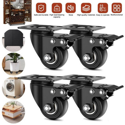 Casters 4Pcs Castor Wheels 1.5 Inch 200Kg Load Capacity Swivel Quiet For Cabinet