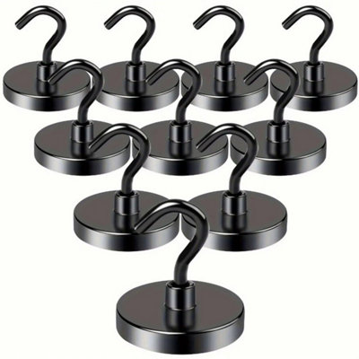10X Black Heavy Duty Neodymium Magnetic Hooks Strong Kitchen Hangers from B&Q