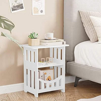 Square Bedside Table Nightstand Storage Shelf Coffee Tea Table from B&Q