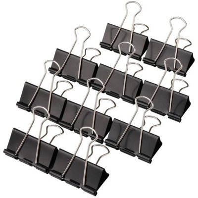 36 Pack Black Bulldog Foldback Clips 51mm Metal Binder Paper Clamps from B&Q