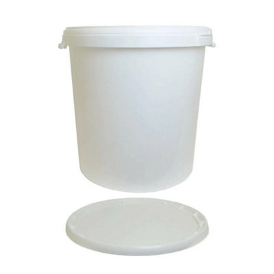 25L White Bucket With Plastic  Lid from B&Q