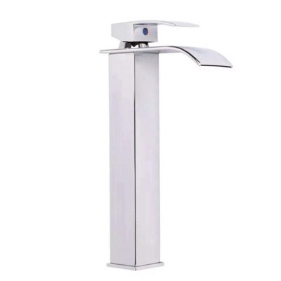 Chrome Tall Waterfall Basin Mixer Tap Bathroom Counter Top from B&Q