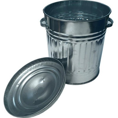  - Retro 30L Galvanised Steel Dustbin Metal Bin