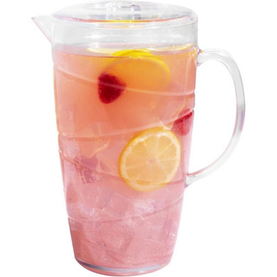 2 Litre Water Jug Pitcher Clear Swirl Juice Jug With Lid Outdoor Use from B&Q
