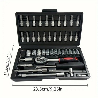  - 46Pcs Metric Socket Drive Ratchet Bit Set Wrench Torx Hex Tool Kit