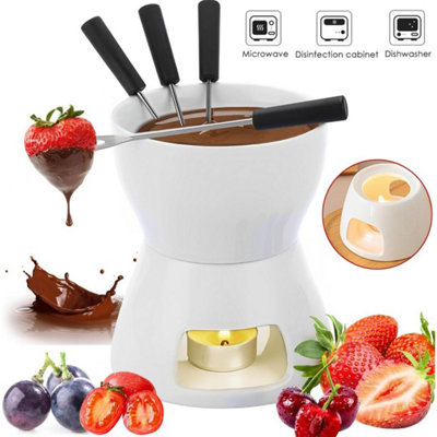 Chocolate Fondue Set Ceramic Melting Pot Mug With Fork from B&Q