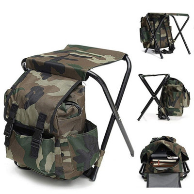 2-In-1 Folding Camping Stool Backpack Portable Fishing Chair With Storage from B&Q