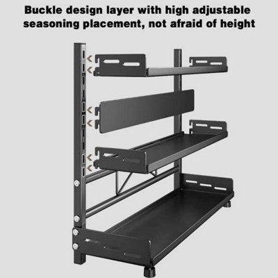  - 3Tier Adjustable Metal Spice Rack Organizer Multipurpose Kitchen Storage Shelf