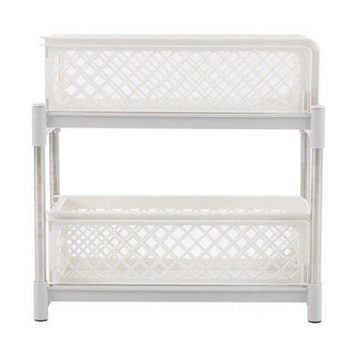  - 2 Tier Sliding Pull Out Basket Under Sink Kitchen Cabinet Baskets Storage Drawer
