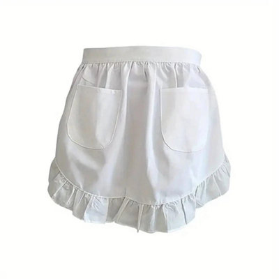 Women Apron Half Waist Maid Costume Cafe Bar Waitress Uniform Retro Ruffleapron from B&Q